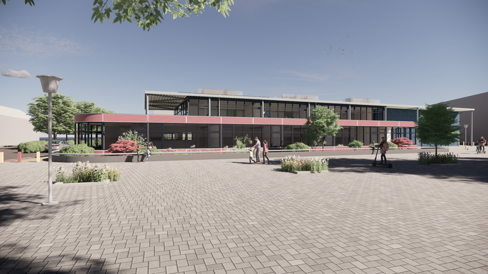 Indruk van het nieuwe schoolgebouw, door Architectuurbureau Sluijmer en van Leeuwen