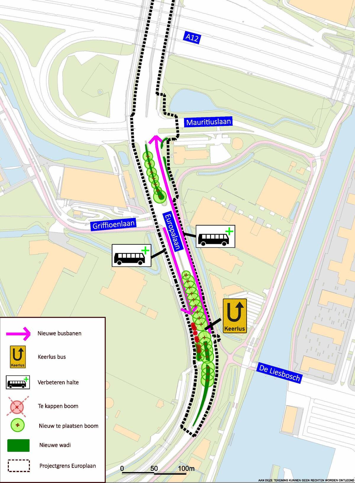 klik en vergroot nieuwe inrichting europalaan-zuid (tussen A12 en e Liesbosch), omschreven in tekst in de uitklapper eronder