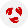 rode icoon van 3 bladeren in cirkel