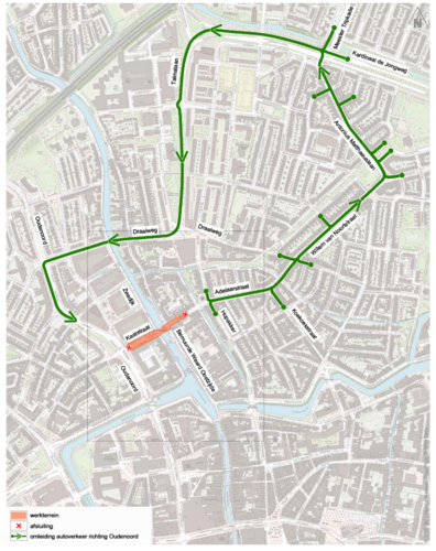 klike en vergroot omleidingsroute doorgaand verkeer, omschreven eronder