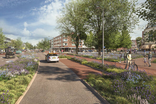 Impressie 2 hoe de Amsterdamsestraatweg eruit komt te zien na het opnieuw inrichten. 