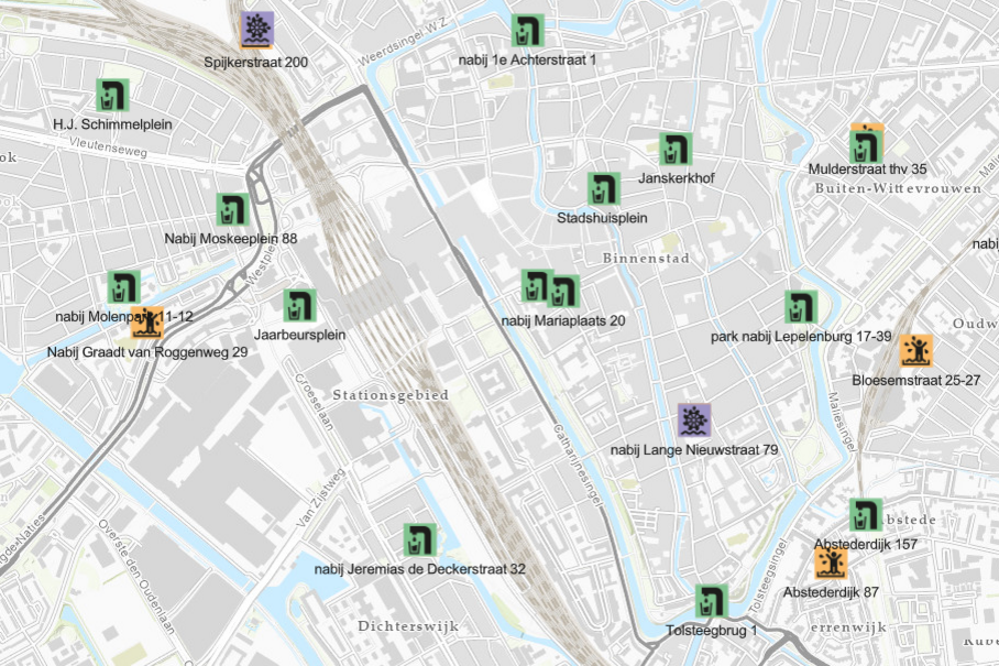 Ga naar de kaart met watertappunten. Deze staan uitgeschreven onder de kaart.