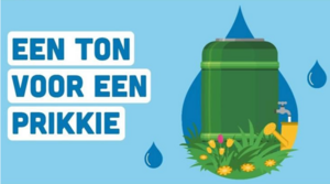 illustratie regenton met tekst: een ton voor een prikkie