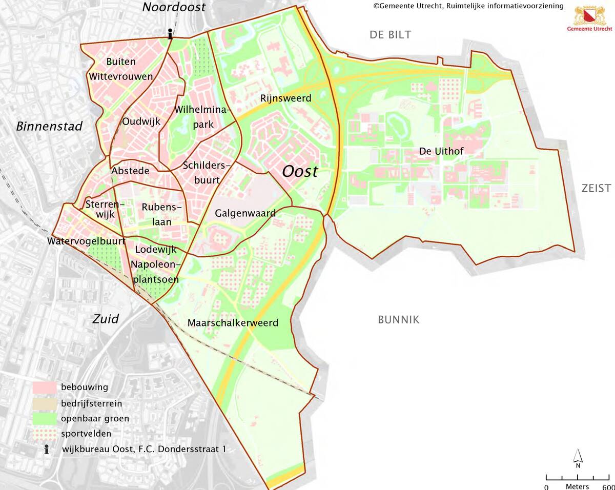 vergroot kaart buurtindeling oost