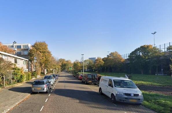 Zo ziet de Aziëlaan er nu uit: langsparkeervakken en aan de rechterkant het Aziëplantsoen.