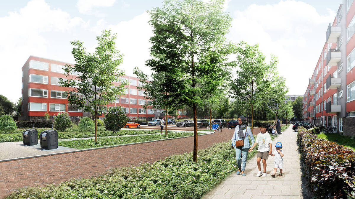 impressie ontwerp De Gasparilaan en Nansenlaan, zie de beschrijving in de tekst