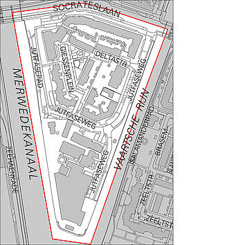 Vergroot de kaart met straten met betaald parkeren in Rivierenwijk-Zuid