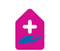 icoon huis, ondersteunende hand