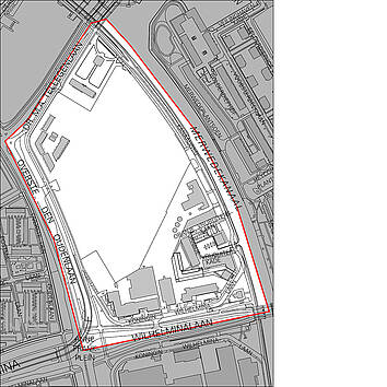 Vergroot de kaart met straten met betaald parkeren in de Nieuwe Defensie en Wilhelminawerf
