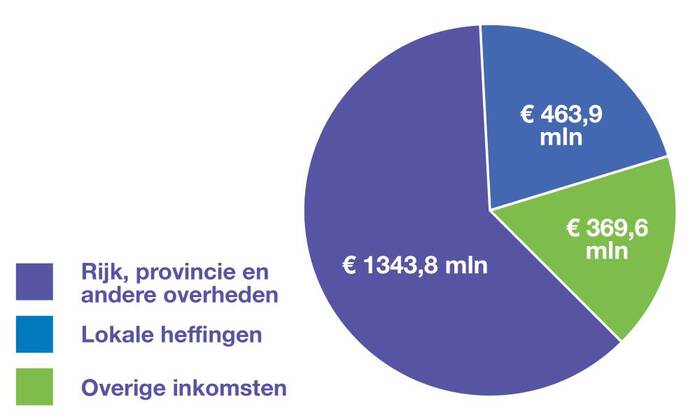 cirkeldiagram inkomsten, beschreven in de tekst erboven
