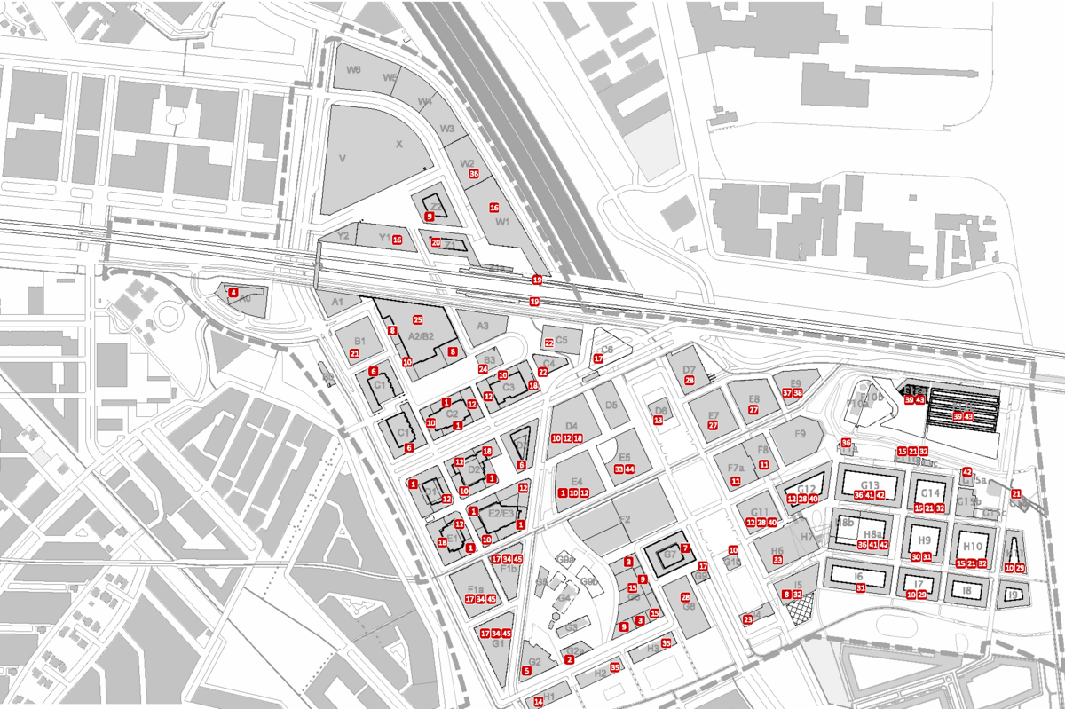 Leidsche Rijn Centrum - Ontwikkelingen: overzicht architecten vergroot de voorlichtingskaart