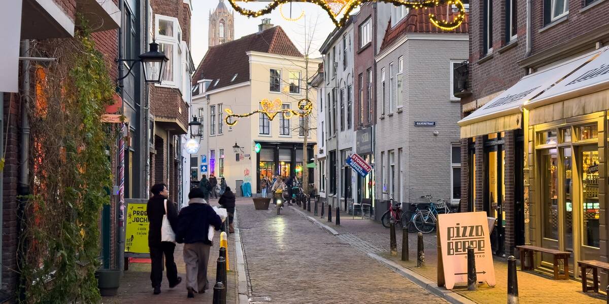 Link naar foto in Flickr: mensen lopen door de Hardebollenstraat.