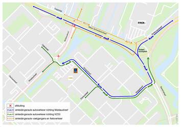 kaart met omleidingen Moldaudreef