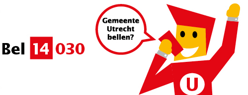 banner met tekst erop Gemeente Utrecht bellen? Bel 14 030