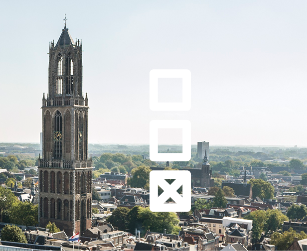 Foto van Utrecht met daaroverheen een icoon van een checklist