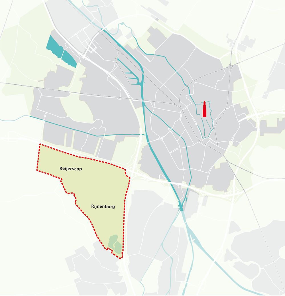 plattegrond met ligging van polder Rijnenburg en Reijerscop