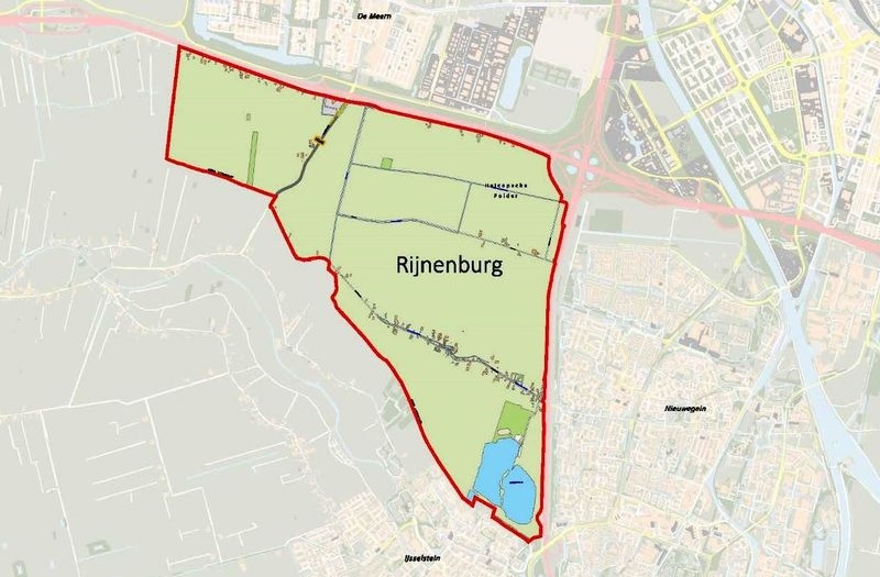 kaartje van het gebied rijnenburg
