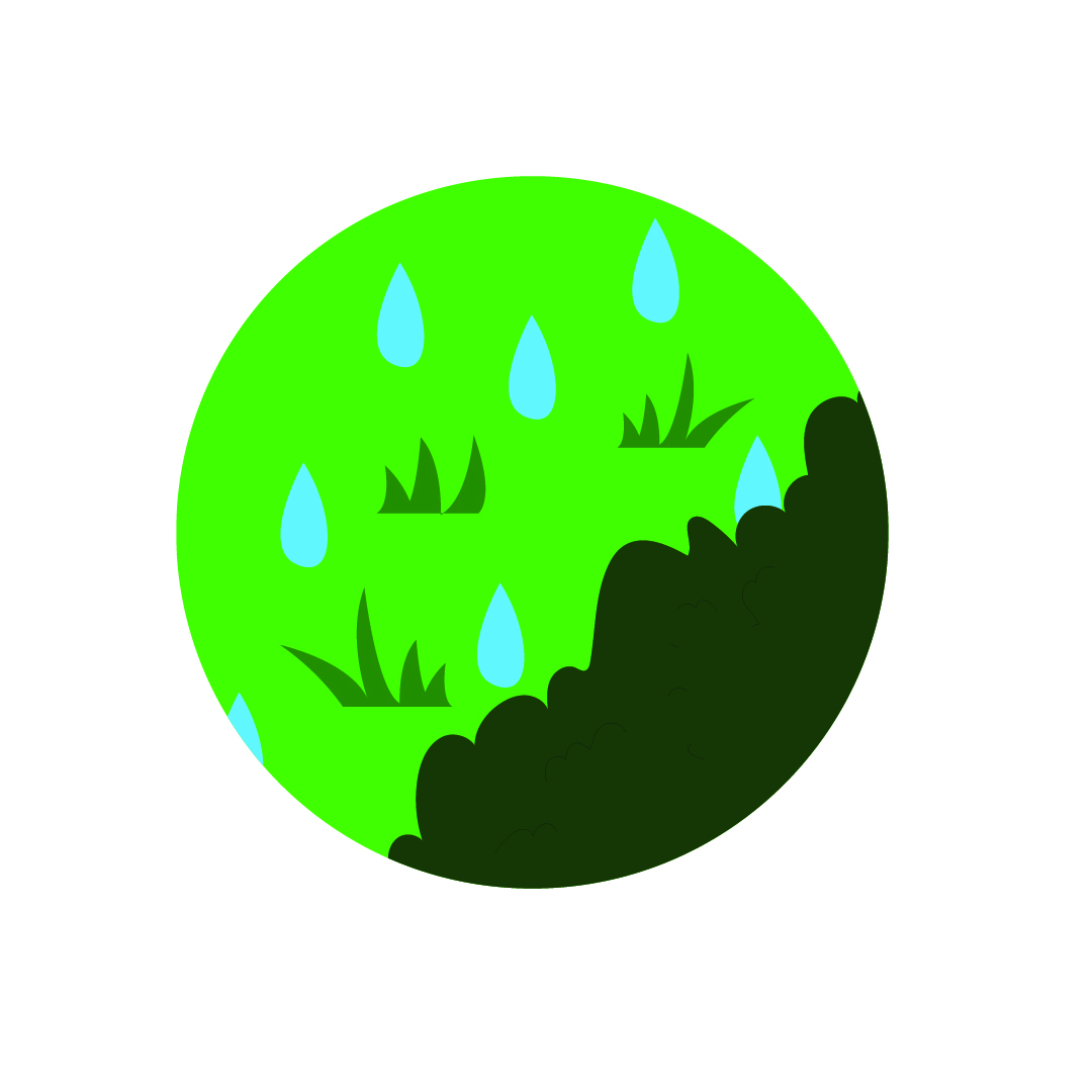 tekening van gras met waterdruppels