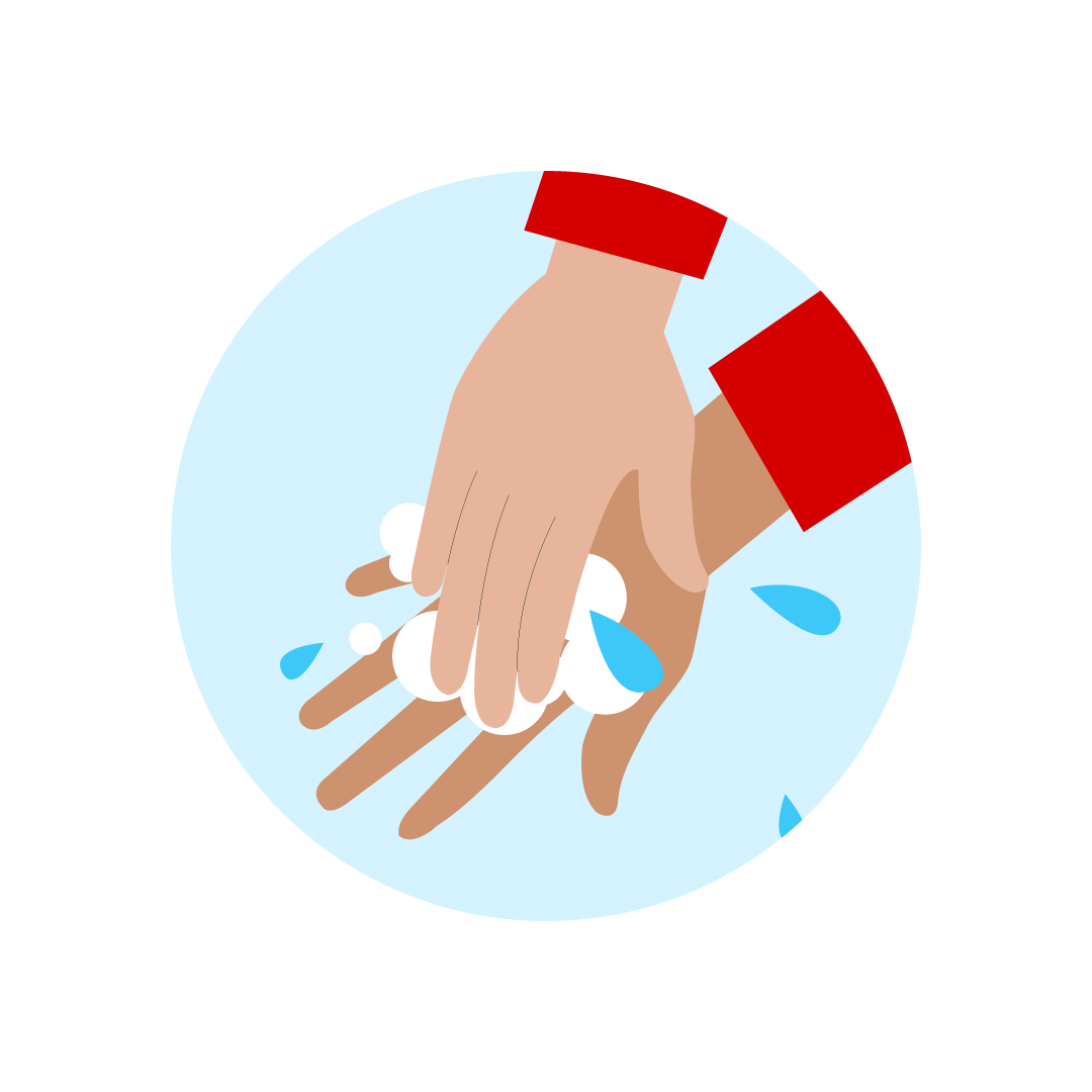 tekening van handen wassen