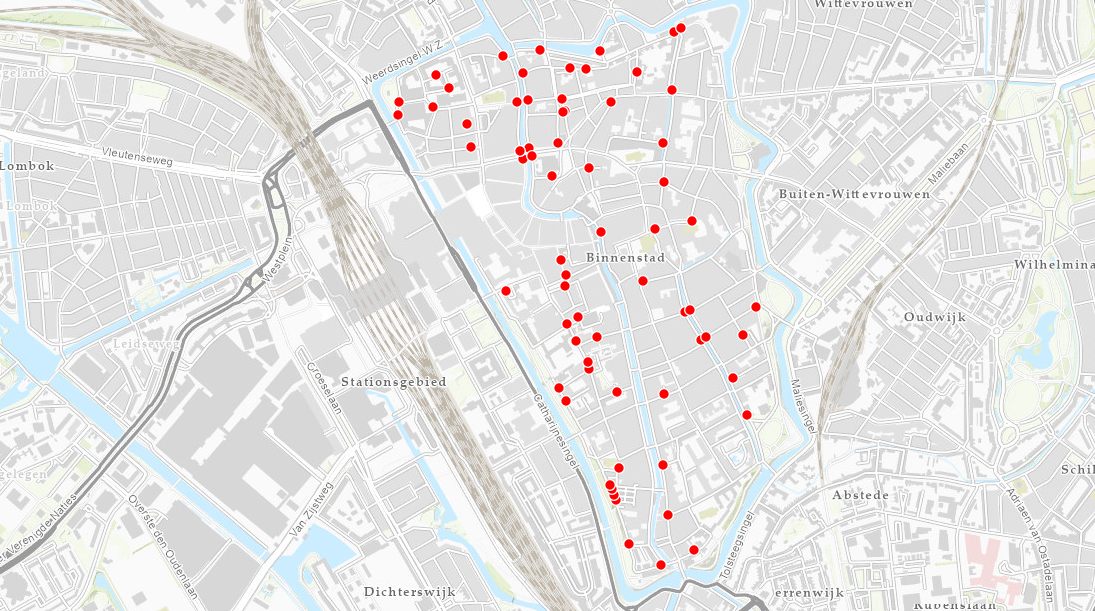Ga naar de arcgis kaart met daarop toegangspaaltjes in de binnenstad
