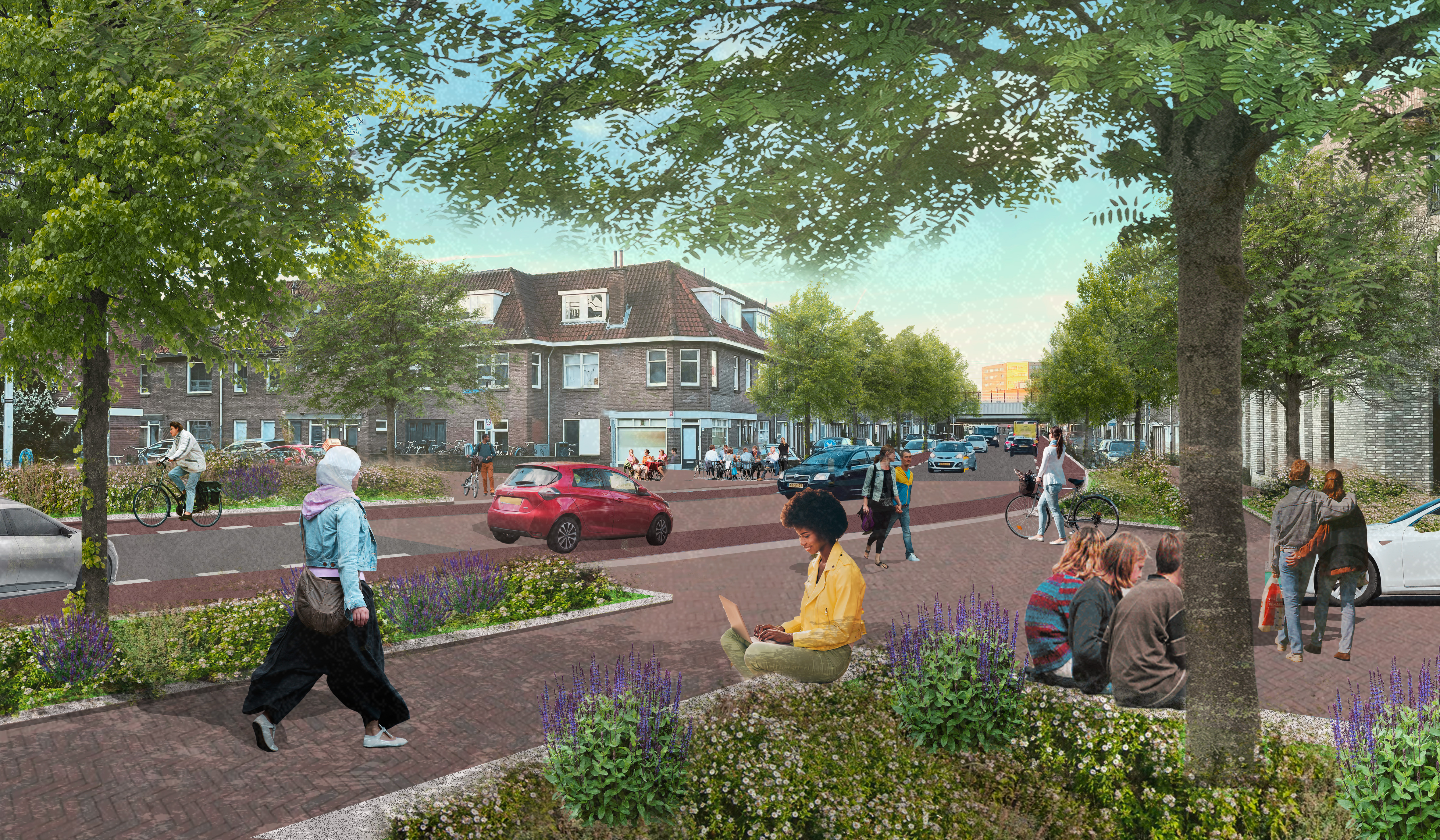 Artist impression van hoe de Albastrosstraat eruit kan komen te zien