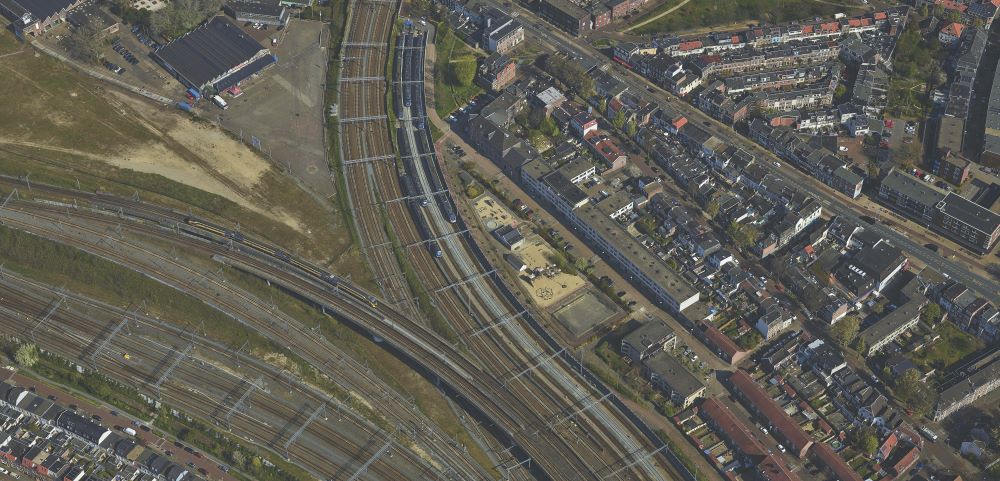 Luchtfoto van het gebied van de nieuwe buurt Wisselspoor. De beschrijving staat in de tekst.